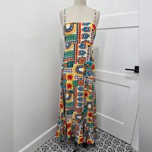Paper Heart Anthropologie Aztec Sunrise Maxi Adjustable Straps Dress Size M Boho